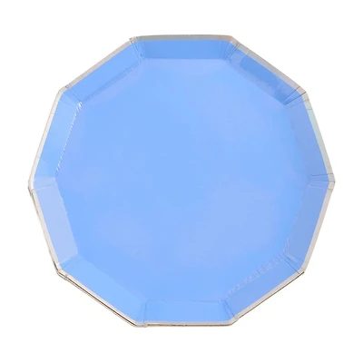 Periwinkle Decagon-Shaped Shallow Dessert Plates, 8.25 in, 8 ct