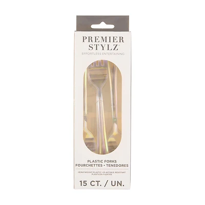 Iridescent Plastic Forks, 15 ct