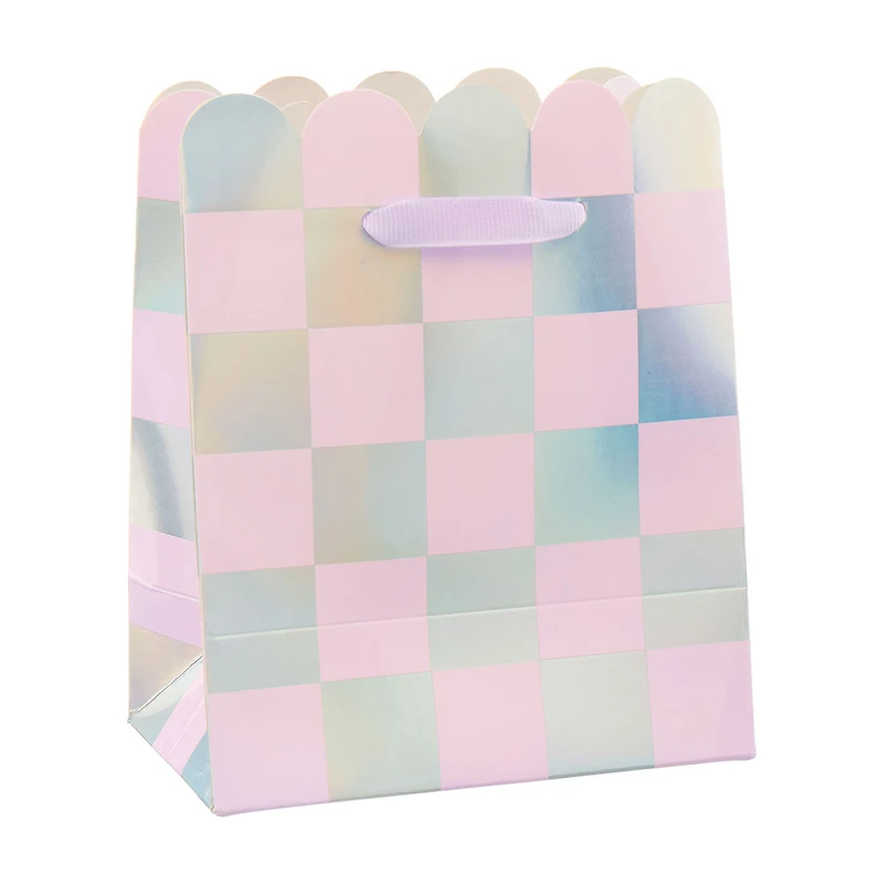 Sassy & Iridescent Checkered Scalloped Favor Bags, 3 ct