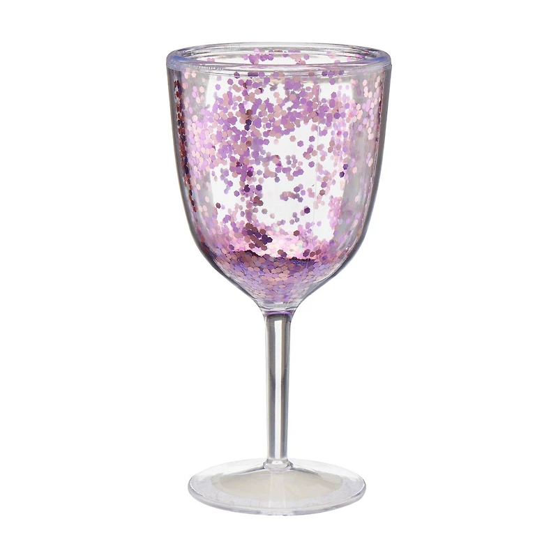Pink, Blue & Iridescent Glitter Insulated Reusable Plastic Tumbler, 15 oz