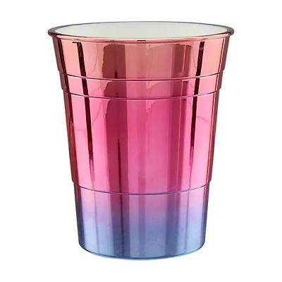 Periwinkle & Peony Ombre Chrome-Finish Reusable Plastic Cup, 18 oz
