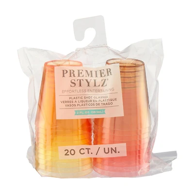 Peach, Coral, Yellow, and Brown Assorted Shot Glasses, 2oz, 20 ct