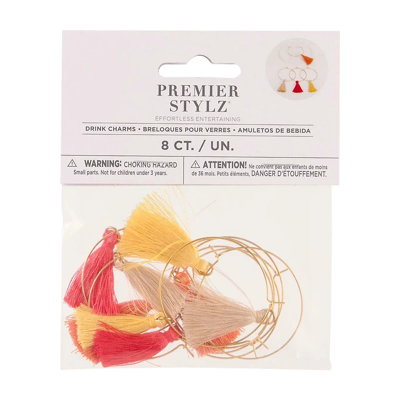 Assorted Fringed Drink Charms, 8 ct