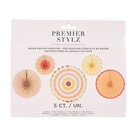 Assorted Boho Brunch Paper Fans, 5 ct