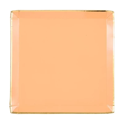 Boho Peach Square Shallow Dinner Plates, 9.25 in,8ct