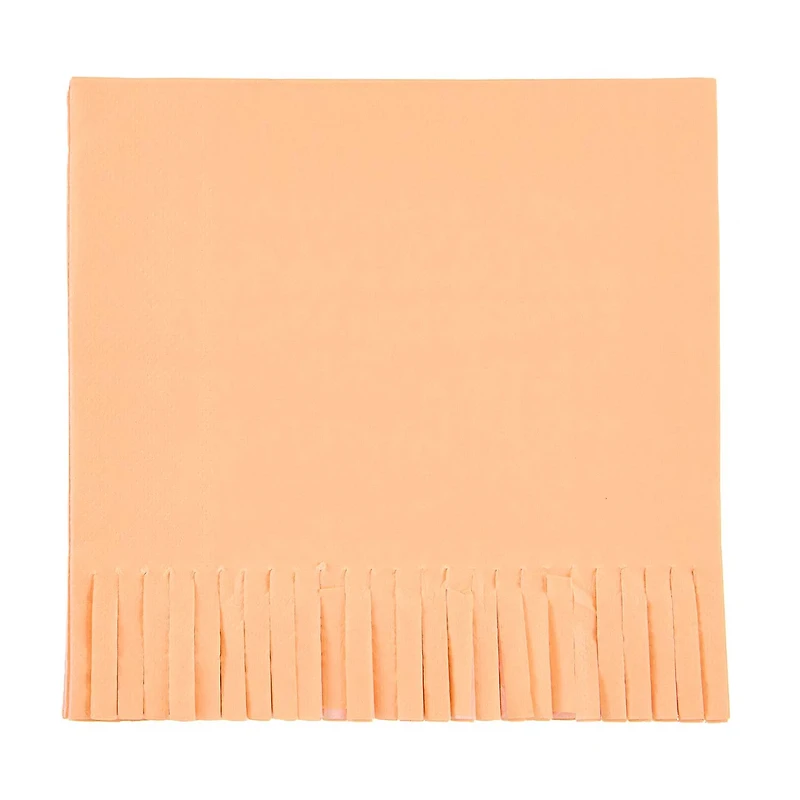 Boho Peach Fringe Luncheon Napkins, 16 ct
