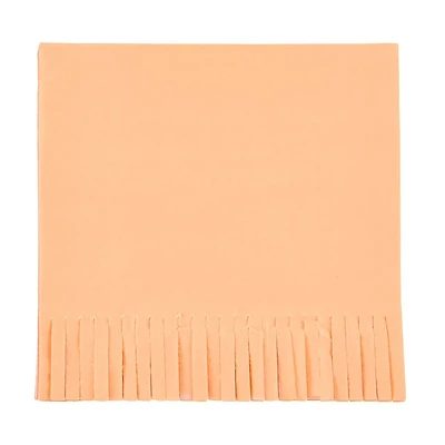 Boho Peach Fringe Luncheon Napkins, 16 ct