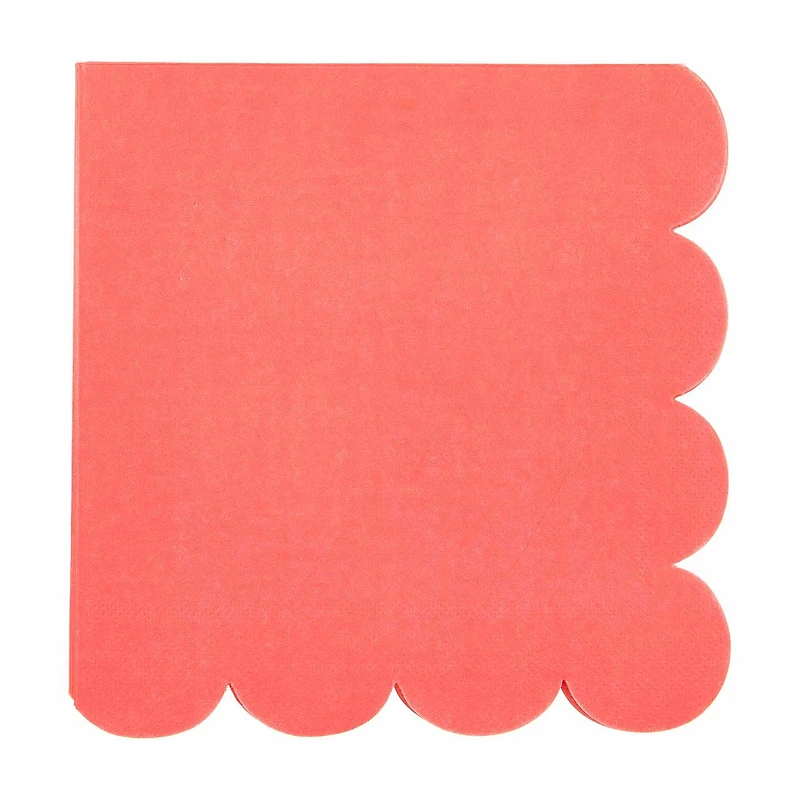 Boho Coral Scalloped Luncheon Napkins, 16 ct