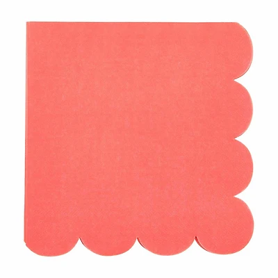 Boho Coral Scalloped Luncheon Napkins, 16 ct
