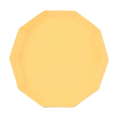 Boho Warm Yellow Decagon-Shaped Shallow Dessert Plates, 8.25 in, 8 ct