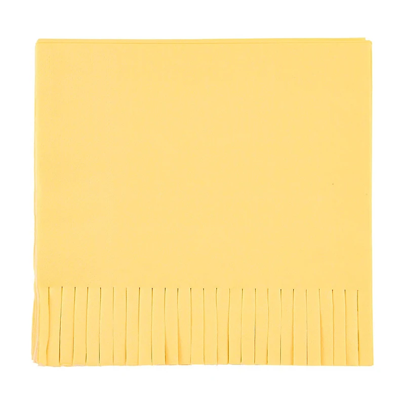 Boho Warm Yellow Fringe Luncheon Napkins, 16 ct