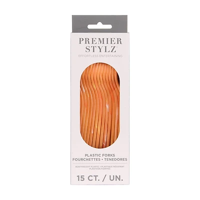 Pink & Orange Marble Plastic Forks, 15 ct