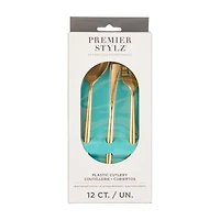 Gold Metallic Assorted Plastic Cutlery, 12 ct