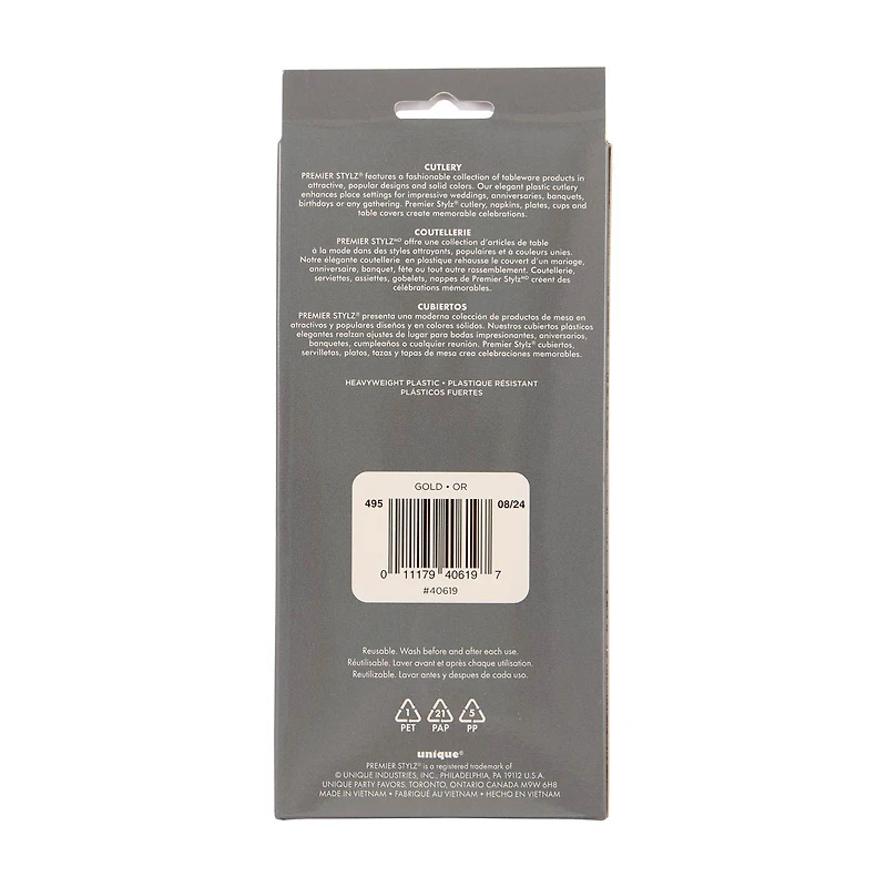 Gold Metallic Assorted Plastic Cutlery, 12 ct