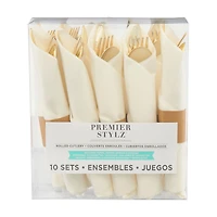 Gold Pre-Rolled Plastic Cutlery Sets, 10 ct