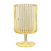 Yellow Translucent Fluted Reusable Plastic Wine Glass, 12.5 oz