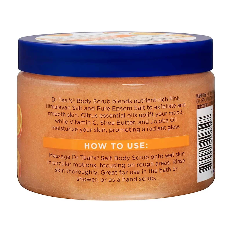 Dr Teal's Pink Himalayan Salt Scrub, Glow & Radiance, 16 oz