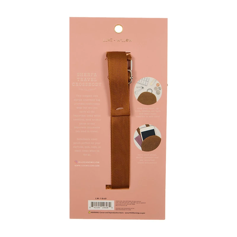 Sherpa Crossbody Travel Bag, Tan