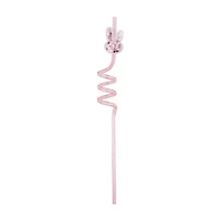 Plastic Spiral Straws with Glitter Bunny, 4 ct