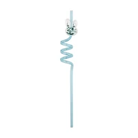 Plastic Spiral Straws with Glitter Bunny, 4 ct