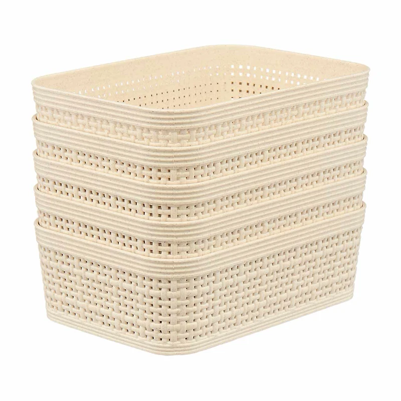 Clean Mama 5-Piece Wheat Straw Storage Basket Set, 7.38 in