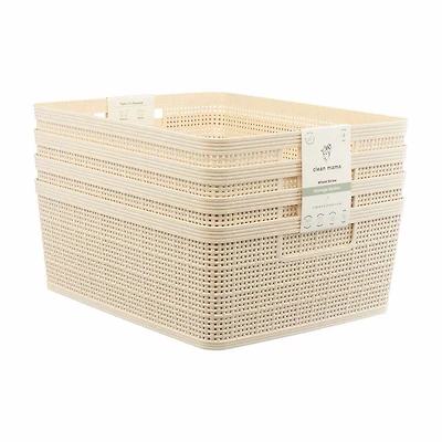 Clean Mama 4-piece Wheat Straw Storage Basket Set, 13.58 in