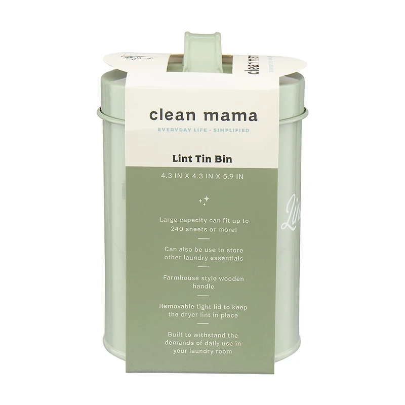 Clean Mama Sage Green Tin Lint Bin