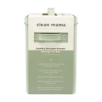 Clean Mama Sage Green Tin Laundry Powder Detergent Storage Bin with Scoop