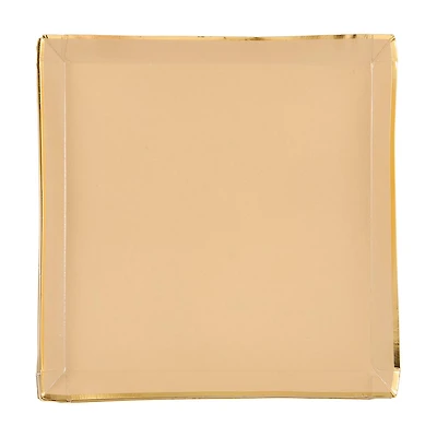 Kraft Design Shallow Square Foil Decorated Plates, 9.25 in, 8ct