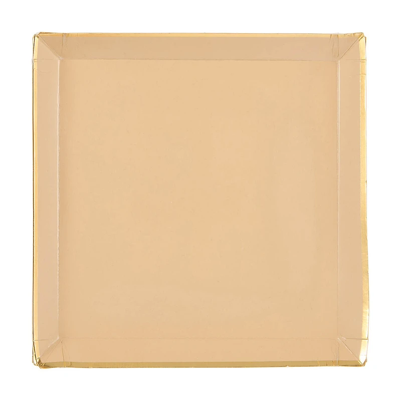 Kraft Design Shallow Square Plates w/ Foil Stamping, 8.25 in, 8 ct