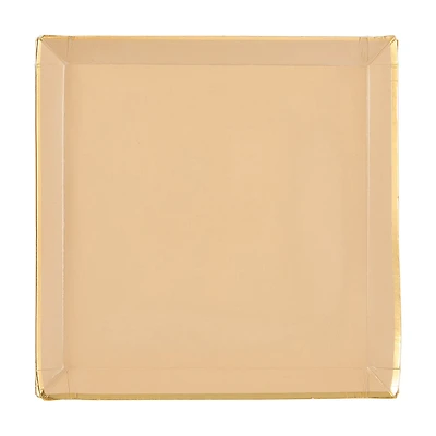 Kraft Design Shallow Square Plates w/ Foil Stamping, 8.25 in, 8 ct