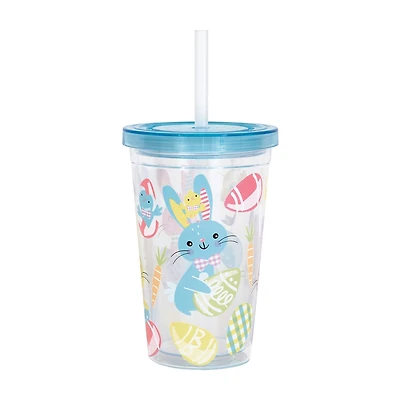 Hopping Bunnies Double-Wall Plastic 12oz Tumbler with Straw, 1 ct