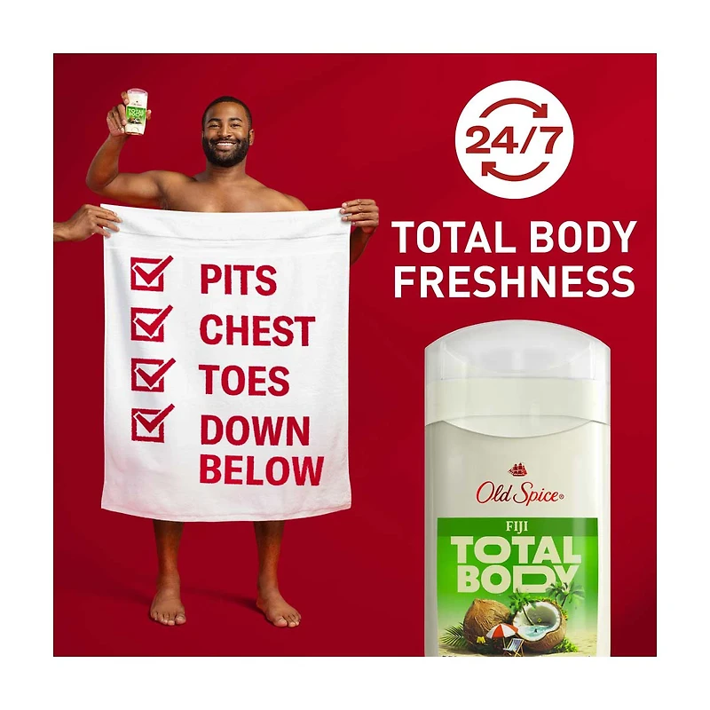 Old Spice Aluminum Free Total Body Deodorant, Fiji Scent, 3 oz