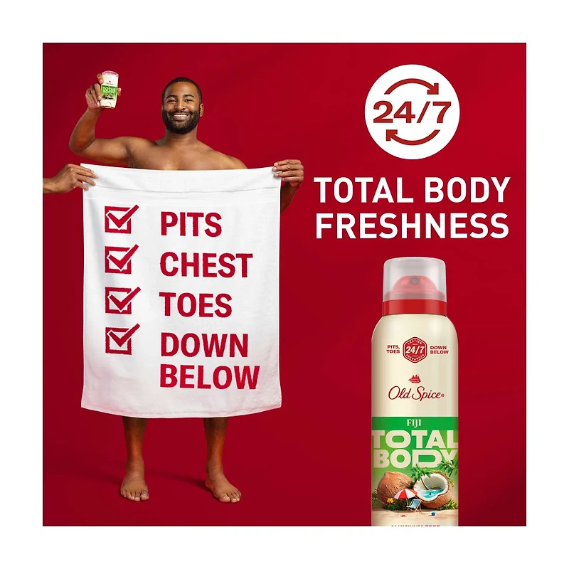 Old Spice Aluminum Free Total Body Deodorant Spray, Fiji Scent, 3 oz