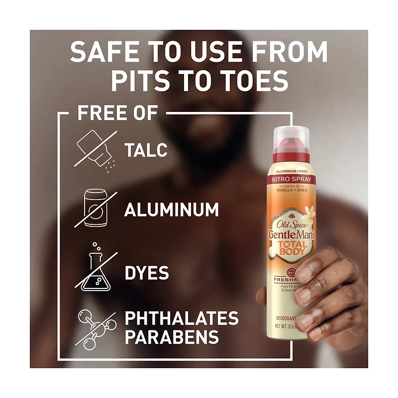 Old Spice Aluminum Free Total Body Deodorant Spray, Vanilla + Shea, 3.5 oz