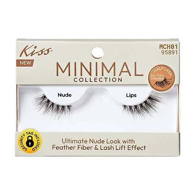 Kiss Minimal Collection Natural Style Half Lash, Nude Lips