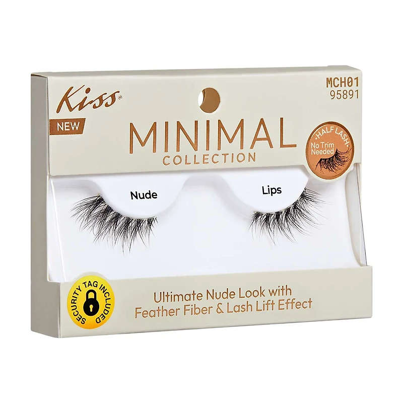 Kiss Minimal Collection Natural Style Half Lash, Nude Lips