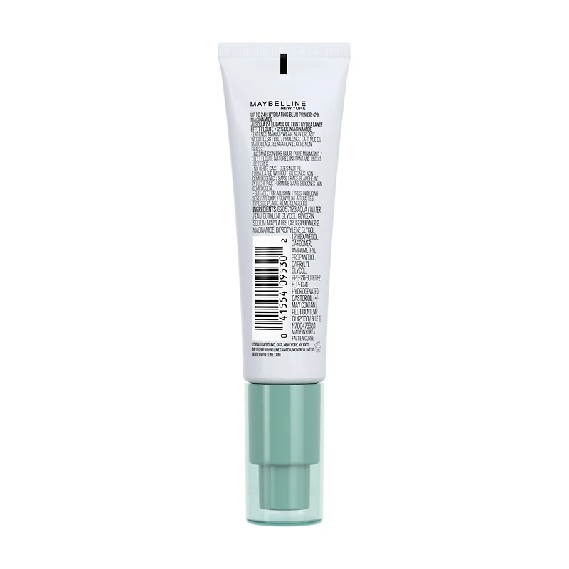 Maybelline New York Poreless Jelly Hydrating Blur Primer with 2% Niacinamide, 1.0 fl oz