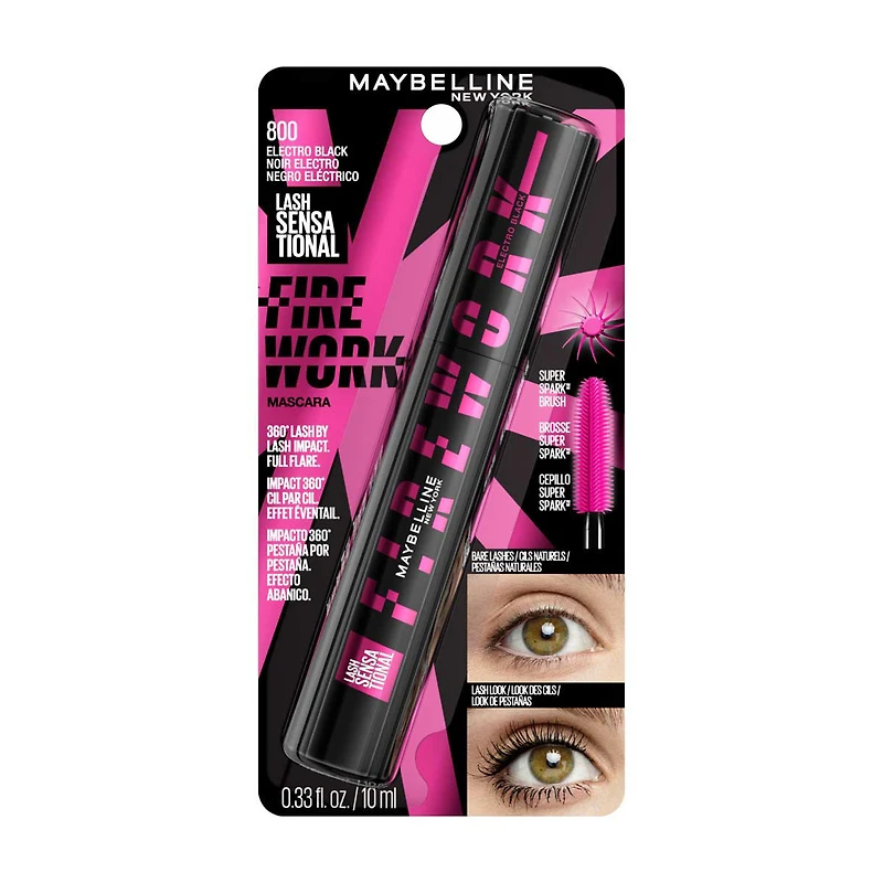 Maybelline Lash Sensational Firework Washable Mascara Makeup, Electro Black