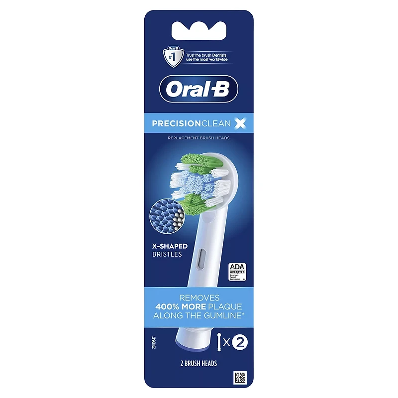 Oral-B Precision Clean X-Filament Electric Toothbrush Replacement Brush Heads for Advanced Plaque Removal, Compatible with Oral-B Pro, Genius, Smart & Vitality Series, 2 Count