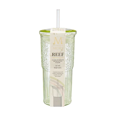 Medici Reef Glass Tumbler with Straw, 22 oz, Assorted