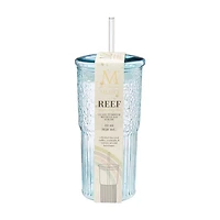 Medici Reef Glass Tumbler with Straw, 22 oz, Assorted