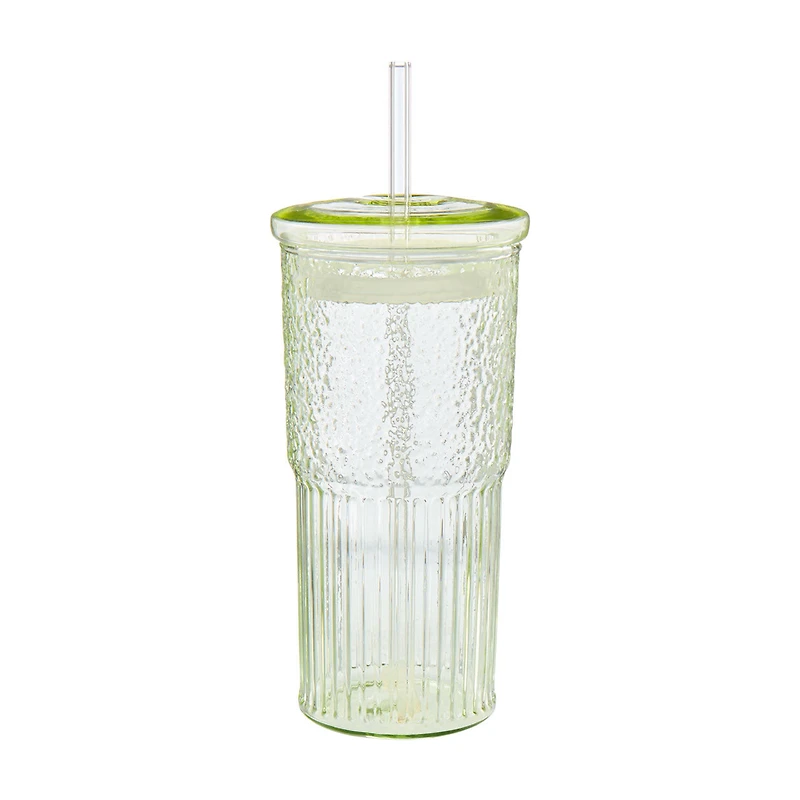 Medici Reef Glass Tumbler with Straw, 22 oz, Assorted