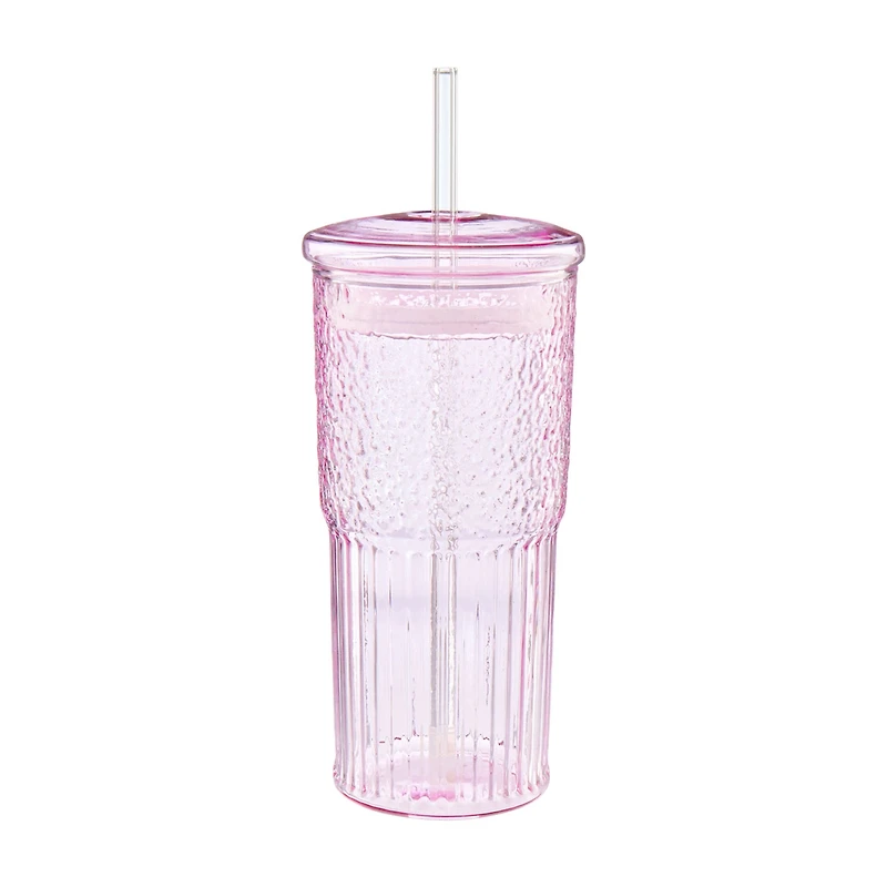 Medici Reef Glass Tumbler with Straw, 22 oz, Assorted