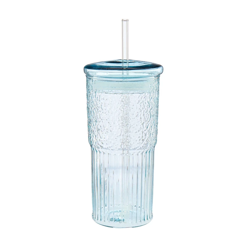 Medici Reef Glass Tumbler with Straw, 22 oz, Assorted