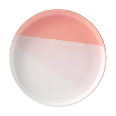 Round Dinner Plate, Pink And White, 10.5 in