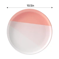 Round Dinner Plate, Pink And White, 10.5 in