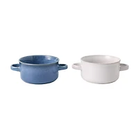 Soup Mug With Handle, White And Blue