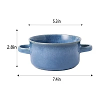 Soup Mug With Handle, White And Blue