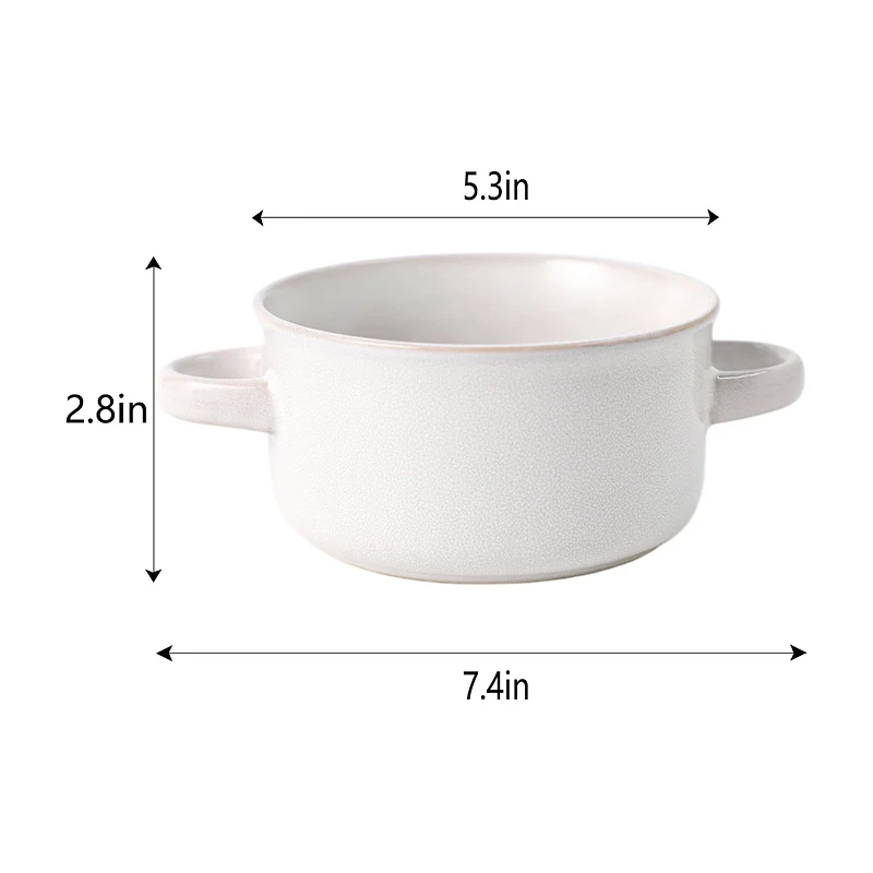 Soup Mug With Handle, White And Blue